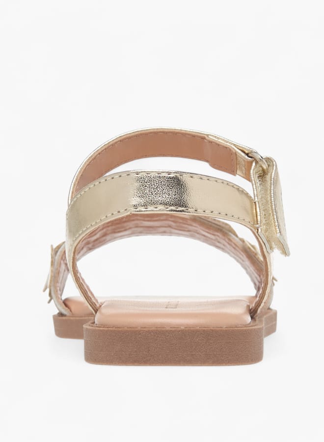 Flora Bella By Shoexpress Girls Textured Strap Sandals With Hook & Loop Closure  - Image 4