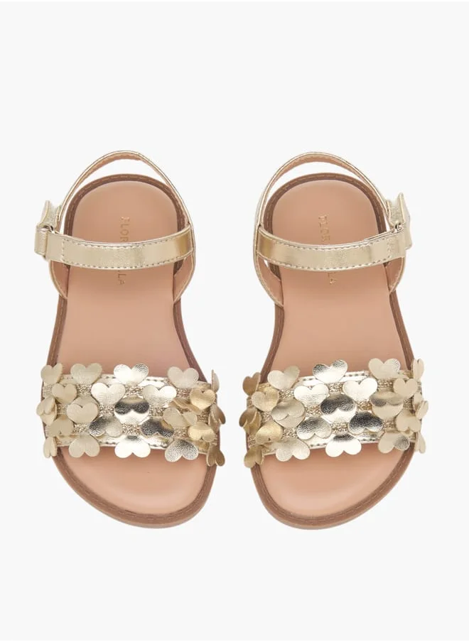 Flora Bella By Shoexpress Girls Textured Strap Sandals With Hook & Loop Closure Ramadan Collection