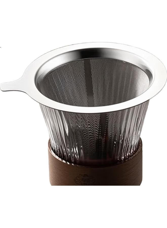 Cliton Pour Over Coffee Filter Cup Drip Style Home Coffee Pot 304 Stainless Steel Filter Mesh Filter 1-2 Cups - Image 1