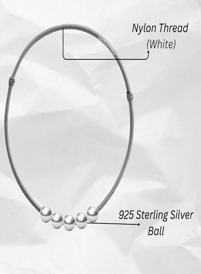 DARSHRAJ Handmade White Thread Anklet with 5 Sterling Silver Balls | 925 Silver Jewelry for Women & Girls - Image 4