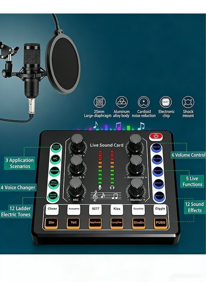 dida-cosmos M8 Live Sound Card DSP Chip Twelve Ambient Sounds Four Kinds Of Sound Changes Live Broadcast DJ Mixer Music Recording Guitars TikTok Facebook YouTube USB Bluetooth - Image 4