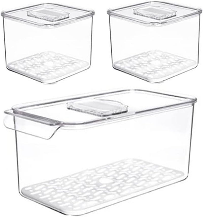 SANNO Fridge Produce Saver Food Storage Bin Containers, Refrigerator Food Fruit Vegetables storage Produce Saver Produce Saver Containers, Stackable Freezer Fridge - Image 5