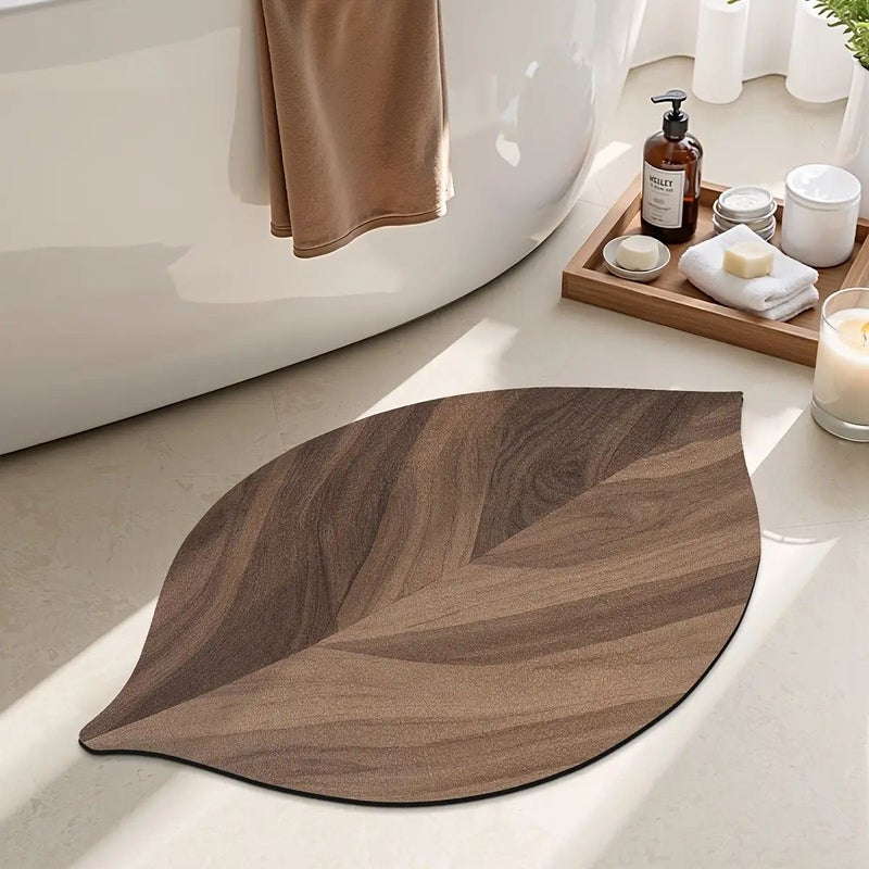 Large Absorbent Non Slip Bath Mat 40x70cm Leaf Print Shower Rug - Image 1
