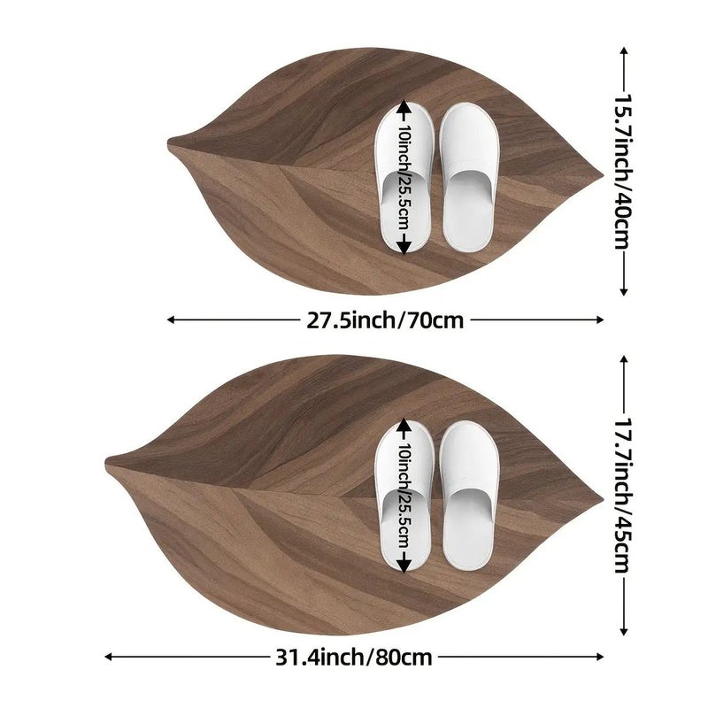 Large Absorbent Non Slip Bath Mat 40x70cm Leaf Print Shower Rug - Image 5