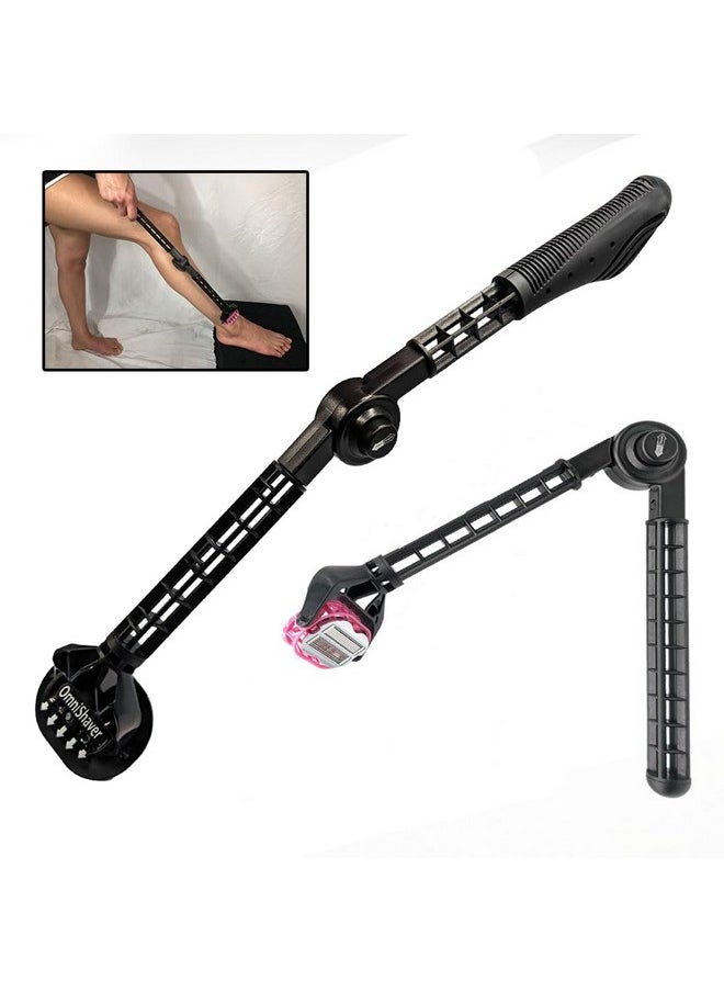 OmniShaver Mnishaver Extender Handle Full Body Shaver For Men & Women With 20" Extension Holder Adjustable & Foldable Includes Detachable Lotion Applicator For Back Legs Arms Articulating Head Pink  - Image 1