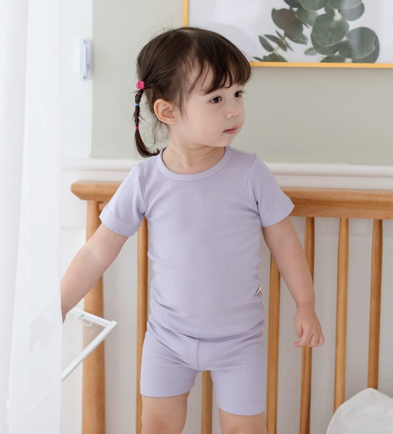 AVAUMA Newborn Baby Little Boys Girls Snug-Fit Pajamas Summer Short Sets Pjs Kids Clothes (S/Purple) - Image 5