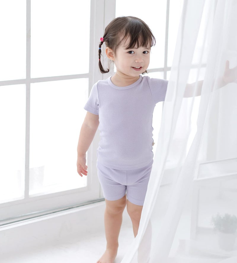 AVAUMA Newborn Baby Little Boys Girls Snug-Fit Pajamas Summer Short Sets Pjs Kids Clothes (S/Purple) - Image 4