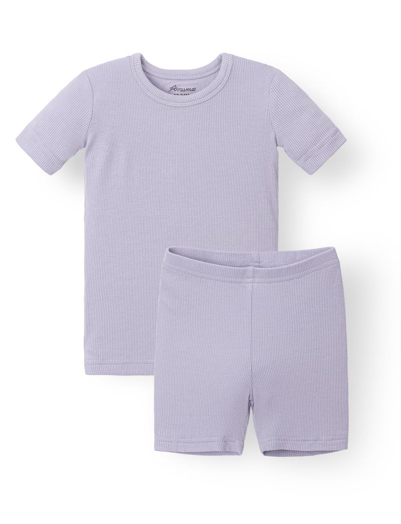 AVAUMA Newborn Baby Little Boys Girls Snug-Fit Pajamas Summer Short Sets Pjs Kids Clothes (S/Purple) - Image 1