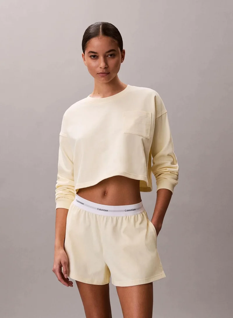 Logo Cotton Jersey Cropped Lounge Top