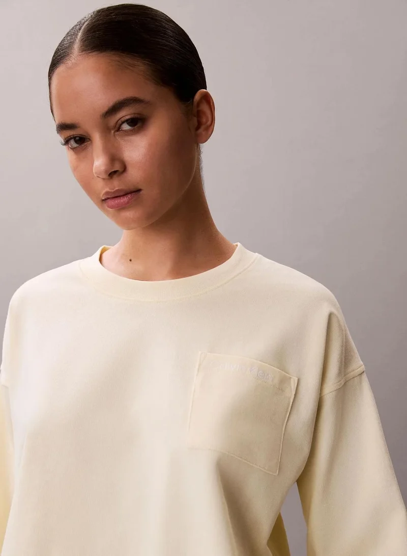 Calvin Klein Pear Sorbet Logo Cotton Jersey Cropped Lounge Top for Women | Best Price UAE