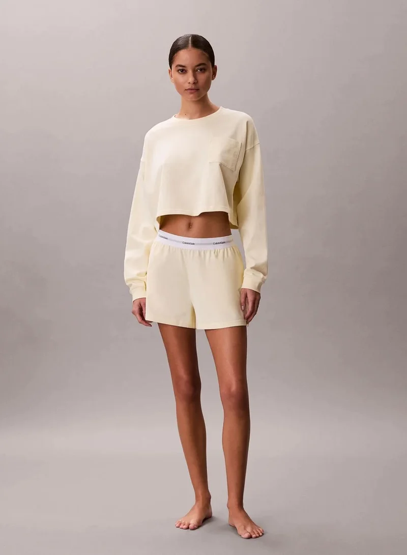 Calvin Klein Pear Sorbet Logo Cotton Jersey Cropped Lounge Top for Women | Best Price UAE