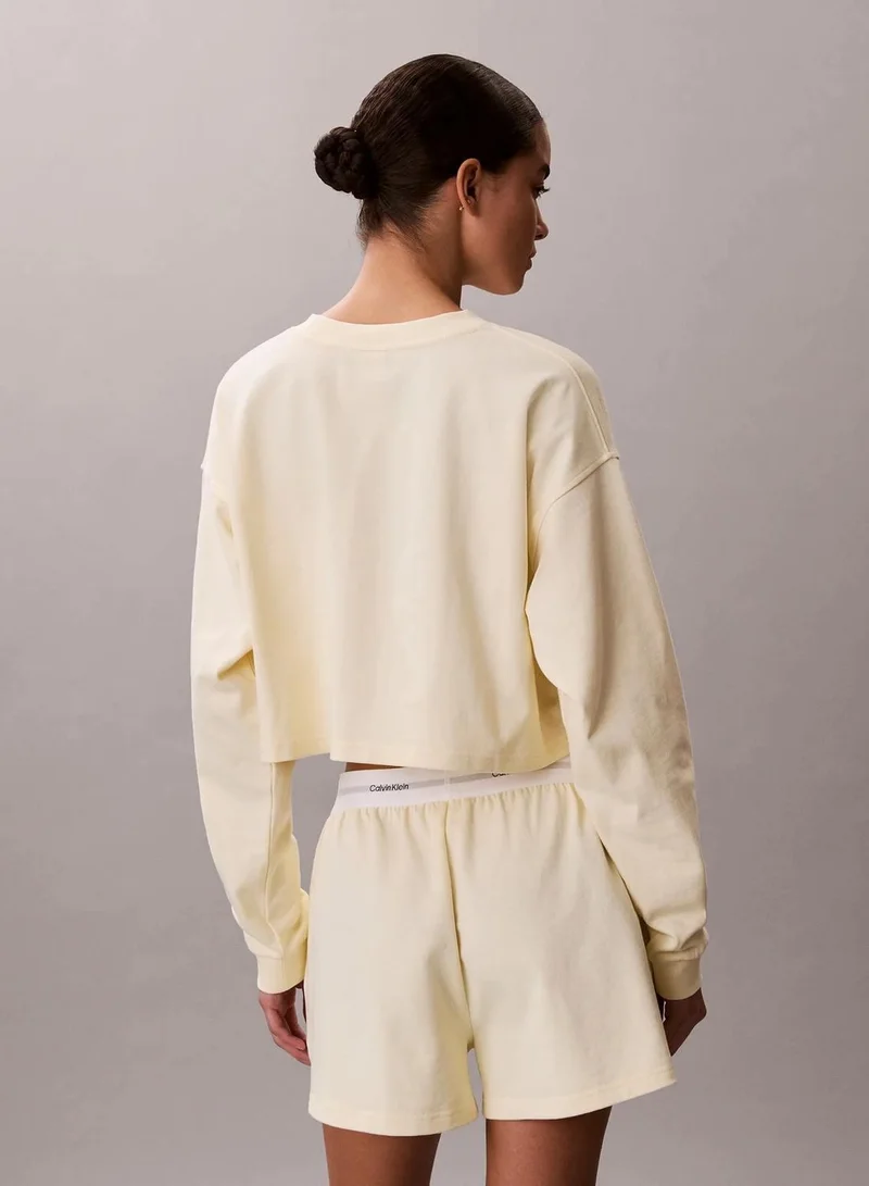 Calvin Klein Pear Sorbet Logo Cotton Jersey Cropped Lounge Top for Women | Best Price UAE
