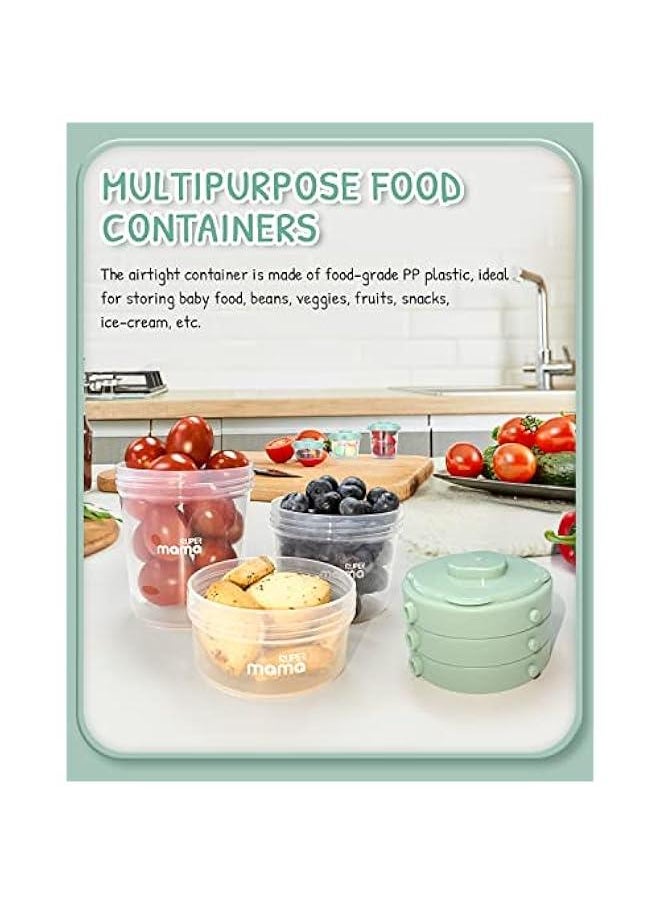 SUPERMAMA 12-Piece Baby Food Storage, Stackable, Microwavable, Freezer Safe for Snacks, Purees, And Freshness Preservation, Easy Storage & Convenient Use ( 60ml, 120ml, 200ml, Green)  - Image 5