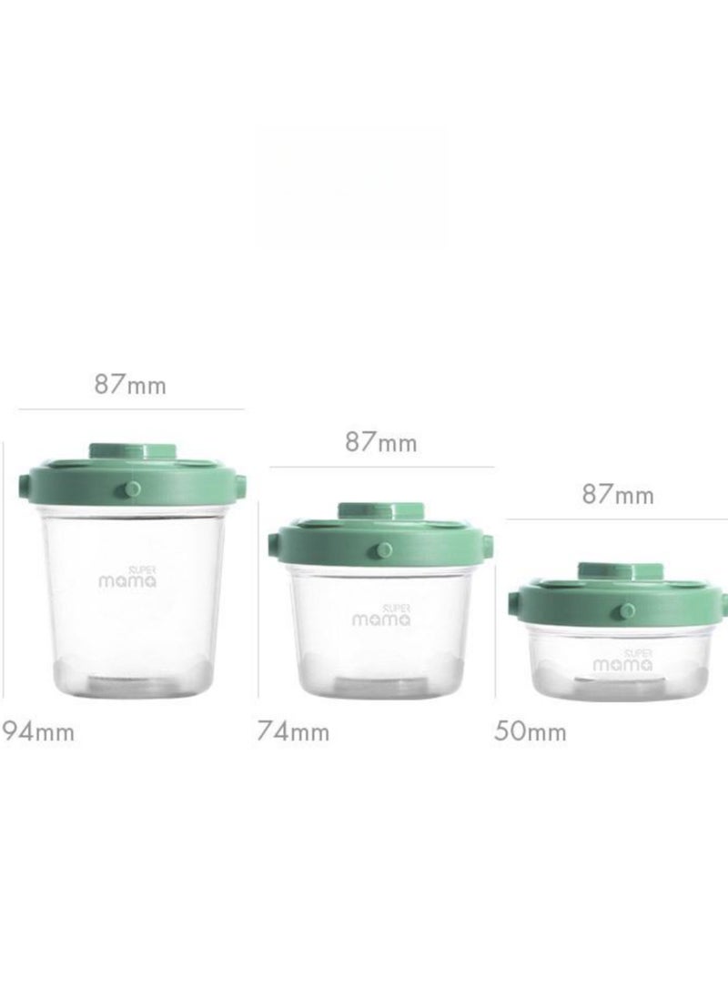 SUPERMAMA 12-Piece Baby Food Storage, Stackable, Microwavable, Freezer Safe for Snacks, Purees, And Freshness Preservation, Easy Storage & Convenient Use ( 60ml, 120ml, 200ml, Green)  - Image 2