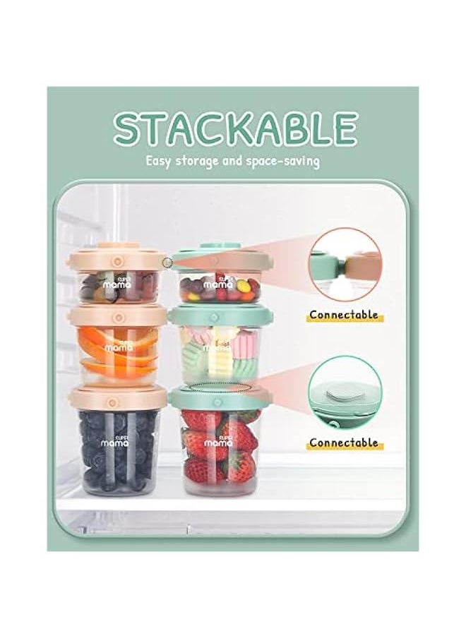 SUPERMAMA 12-Piece Baby Food Storage, Stackable, Microwavable, Freezer Safe for Snacks, Purees, And Freshness Preservation, Easy Storage & Convenient Use ( 60ml, 120ml, 200ml, Green)  - Image 3