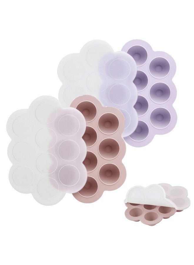 PandaEar 2 Pack Silicone Baby Food Freezer Tray with Lids, Baby Food Perfect Storage Container for Homemade Baby Food, Fruit, Purees and Breastmilk (Pink/Purple) - Image 1