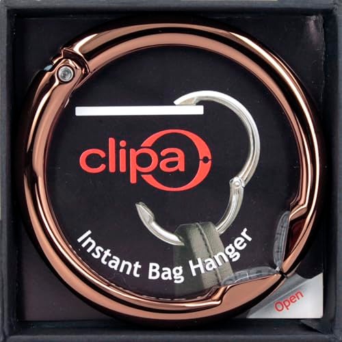 Clipa Bag Hanger - Polished Copper PVD - The Ring That Opens Into a Hook and Hangs in Just 1/2" of Space, Holds 33 lbs., 3 yr. Warranty - Image 3