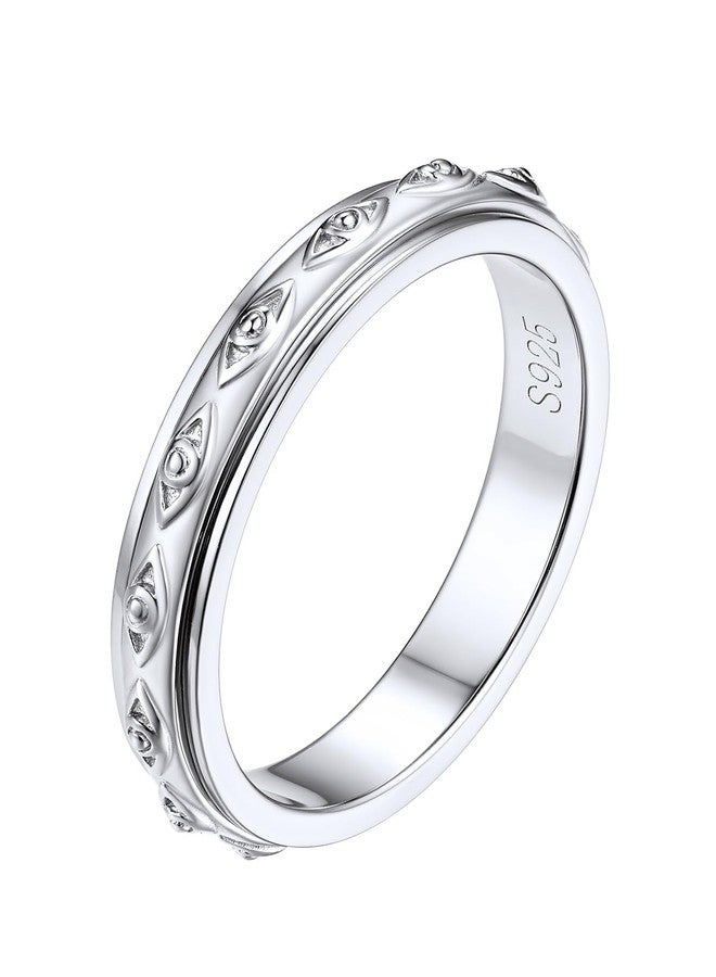 Silvora S925 Sterling Silver Evil's Eye Ring,Womens Rings Vintage Ring Jewelry for Men Women-Size 7 - Image 1