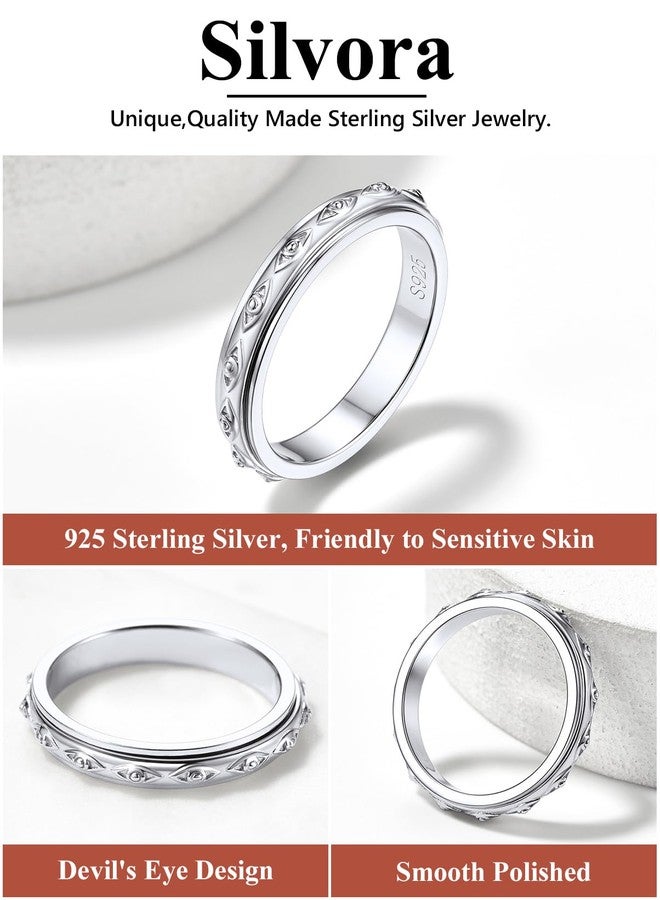 Silvora S925 Sterling Silver Evil's Eye Ring,Womens Rings Vintage Ring Jewelry for Men Women-Size 7 - Image 4