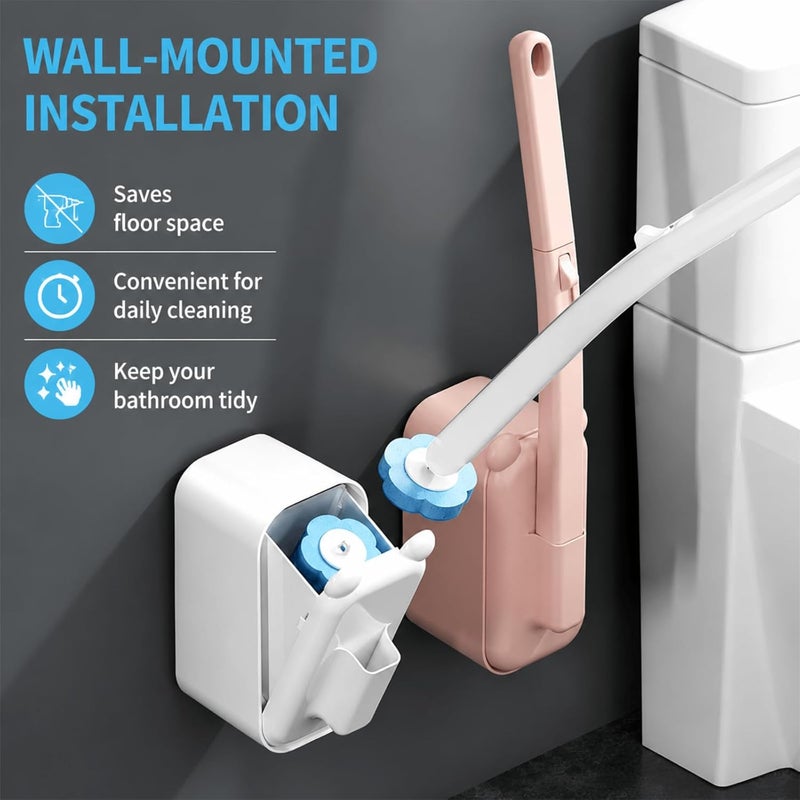 clowand Disposable Toilet Brush,Toilet Bowl Cleaner, Toilet Cleaning Supplies, Toilet Bowl Brush,Toilet Cleaner Brush,Toilet Brush with Holder, 48 Refills for Deep Cleaning and Hygienic Bathroom Maintenance - Image 4