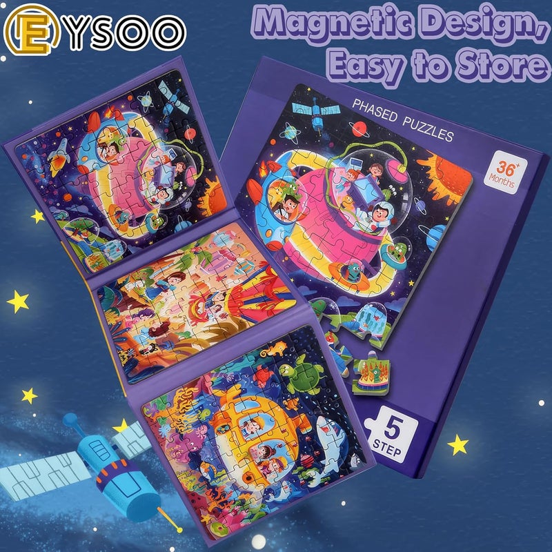 EYSOO General compatible practical design Magnetic Jigsaw Puzzles 3 Pack Jigsaw Puzzle for Kids 42+49+64 PCS Toddler Puzzles Portable Travel Toy for 3+ Kids Boys Girls (Level 5-A) Popular trusted craftsmanship - Image 4