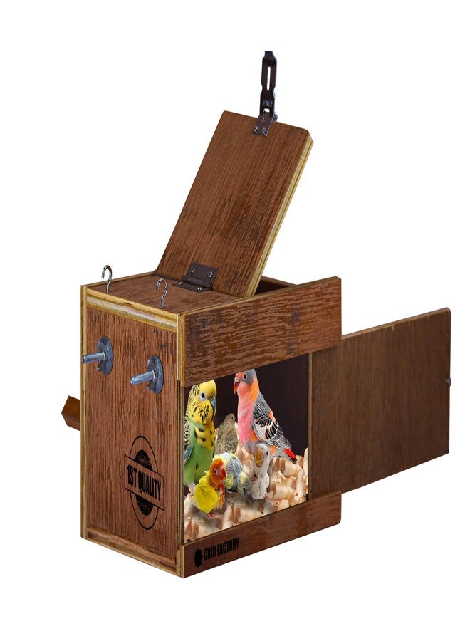 CRIB FACTORY | WOOODEN BREEDING Box for Budgies | ONE Side Transparent | 10x7x7 INCH - Image 1