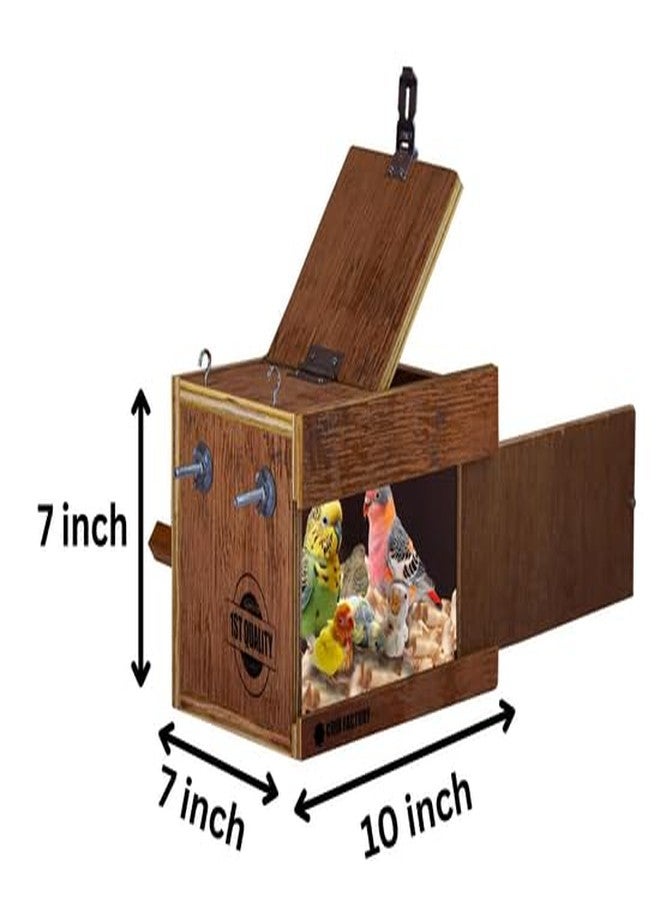 CRIB FACTORY | WOOODEN BREEDING Box for Budgies | ONE Side Transparent | 10x7x7 INCH - Image 2