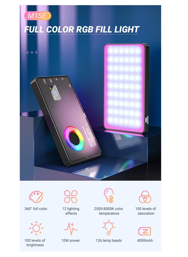 إسكدنيا ضوء فيديو RGB، لوحة ضوء كاميرا LED المحمولة 0-360 لون كامل، CRI 95+ 2500-8500K LED 4000mAh قابلة لإعادة الشحن، للإضاءة DSLR، لبث الفيديو المباشر ومؤتمرات الفيديو - Image 2