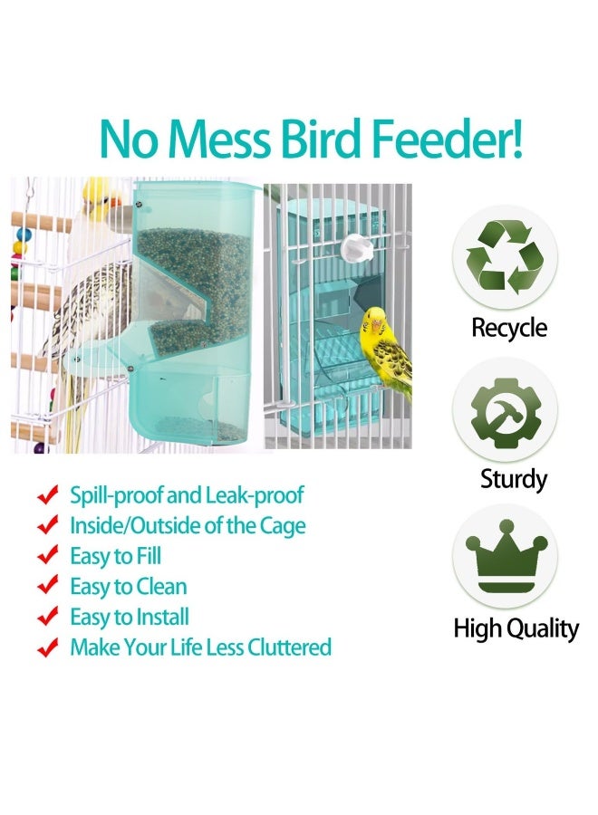 2 Pcs Bird Water Dispenser Feeder for Cage, Automatic No Mess Bird Feeder Parakeet Feeder Waterer Cockatiel Bird Cage Accessories, Green - Image 4