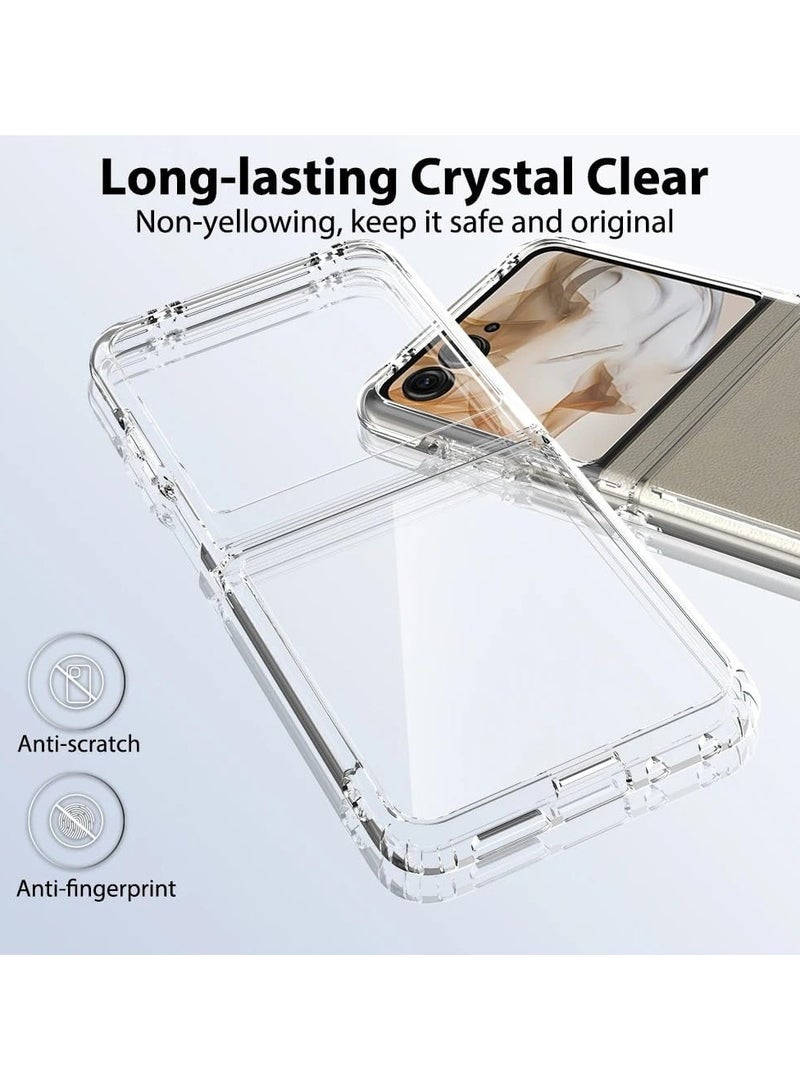 General Motorola Razr 50 2024 Case, Acrylic Clear Hard Hybrid Cover No-Yellow Shockproof Bumper Slim Case for Moto Razr 50  - Image 2