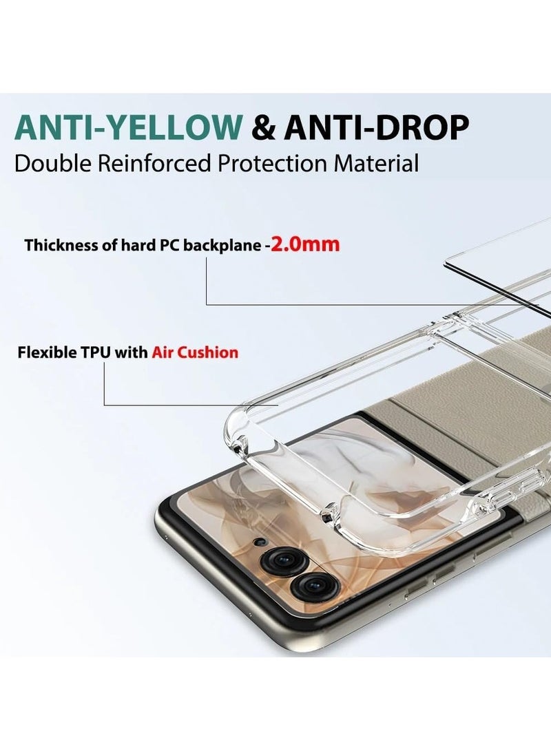 General Motorola Razr 50 2024 Case, Acrylic Clear Hard Hybrid Cover No-Yellow Shockproof Bumper Slim Case for Moto Razr 50  - Image 4