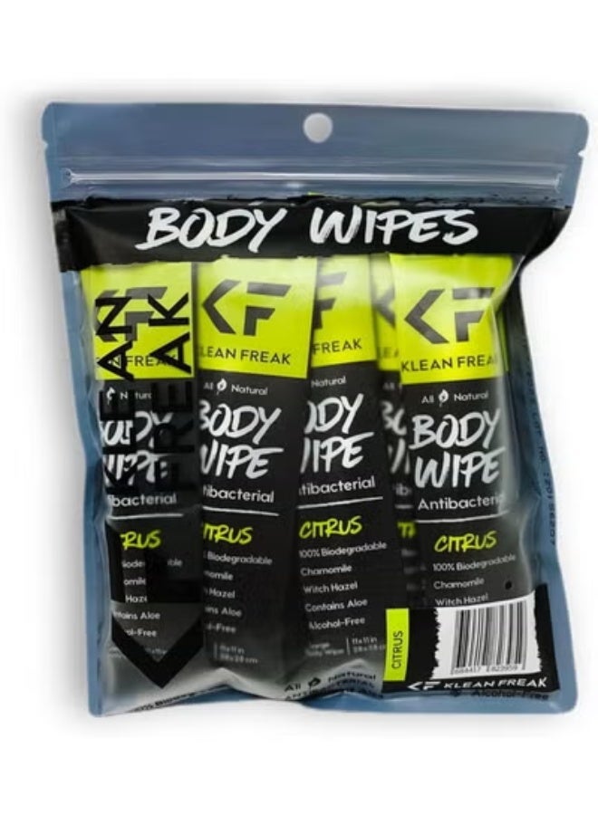 Klean Freak Body Cleansing Wipes - Original Biodegradable Natural Disposable Wipes, Individually Wrapped for the Gym, Workout, Hiking, Travel, and Sport, Citrus 12-Count. - Image 1