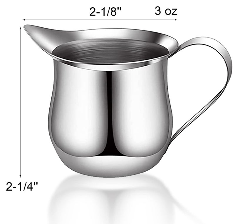 Yesland 6 Pack Creamer Pitcher, 3 oz Small Bell Creamers, Mini Espresso Pouring Cup, Stainless Steel Wide Mouth Pitcher with Pouring Spout for Cream, Milk & Sauce, Maple Syrup - Image 2