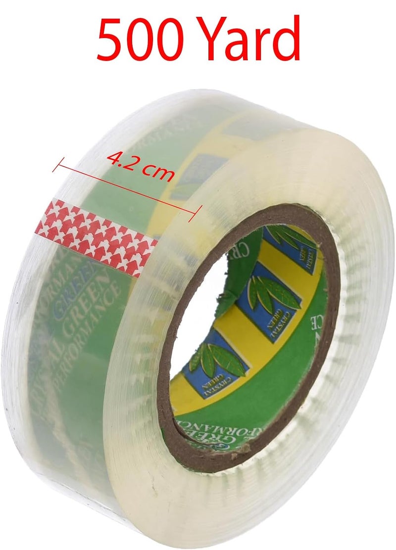 500 Yard 4.2cm) Wide Tape 6 Rolls Crystal Green Heavy Duty Packing Tape for Sealing Parcel Boxes Office Home School Use Strong Adhesive Tape Super Secure Sticky Seal Roll - Clear 500Y - Image 2