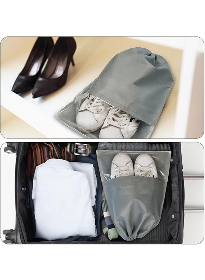 15 Pcs Portable Travel Shoe Bags, 17.3 x 12.6 Inches Waterproof Non-Woven Shoe Organizers Storage Bags, Large Drawstring Shoes Pouch Packing Organizers with Rope for Men, Women, Children (Grey) ﻿ - Image 4