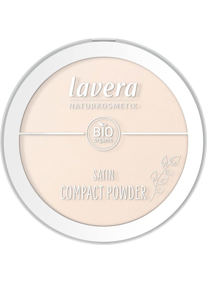 lavera Satin Compact Powder -Light 01- nude - Organic Almond Oil & Organic Rice Powder - Vegan - Mattifying - Long-Lasting - Velvety Texture (1 x 9,5g) - Image 1