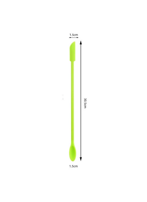 Mini Silicone Double-headed Sharp Scraper Spoon Cosmetic Skin Care Products Extraction Tool Set Including Avocado Jam Scraper-Specifications:Green# Long