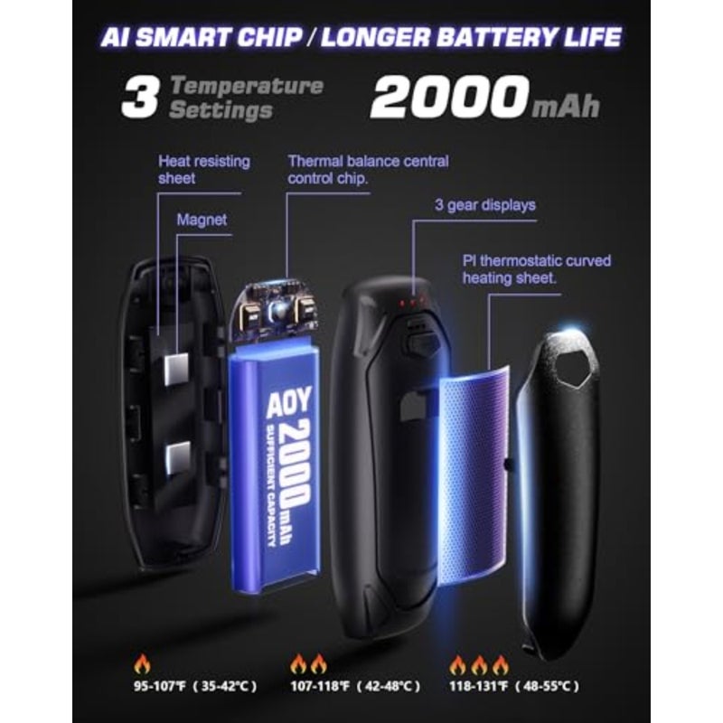 Hand Warmers Rechargeable - 2 Pack 14000mAh AI Electric Hand Warmers with Charging Case, Magnetic 2 in 1 Pocket Handwarmers, Portable Heater Gifts for Women/Men/Golf/Camping/Hunting - Image 4