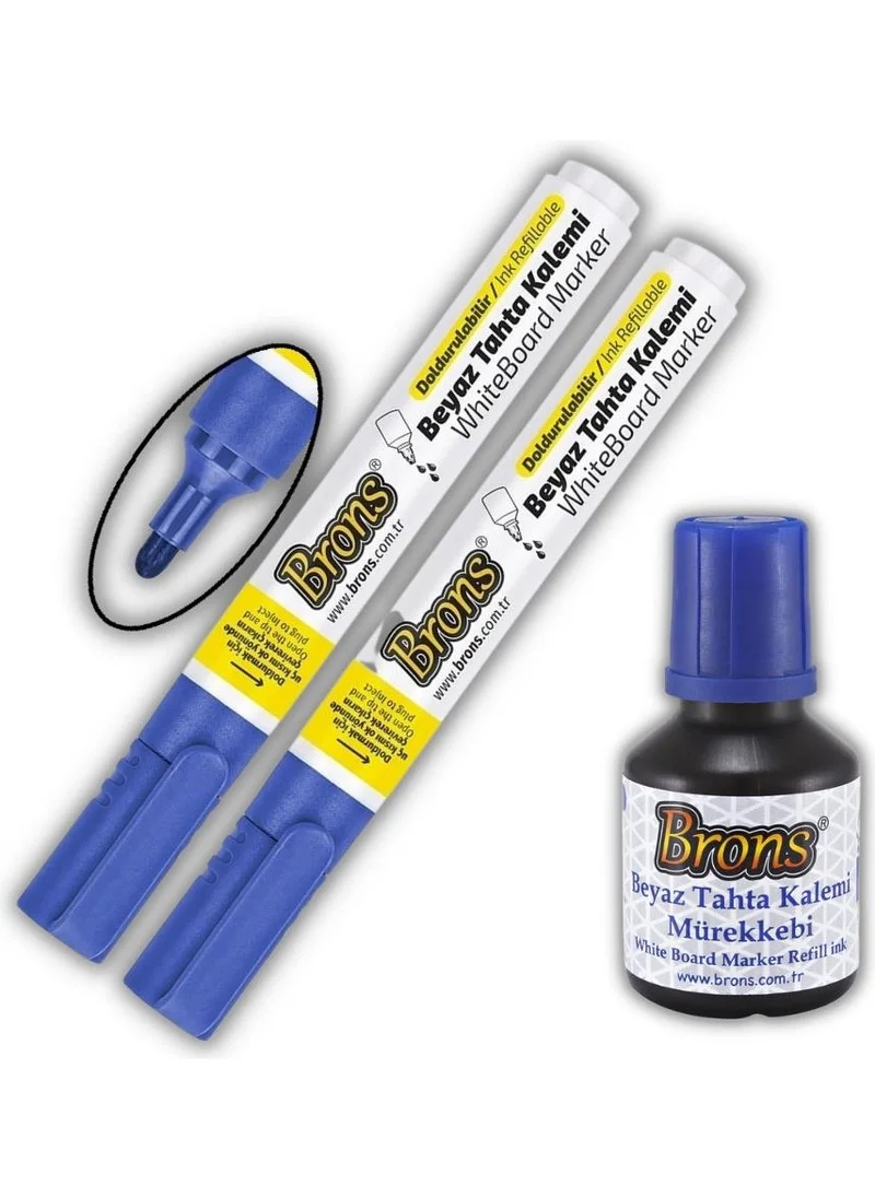 برونز Blue Blackboard Pen Refillable 2 Pieces and Erasable Ink 30 ml 1 Piece Blackboard Pen Set