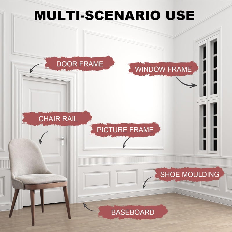 Storystore Peel and Stick Panels Molding Trim, Self-Adhesive Wall Paneling Strip, Flexible Chair Rail Classic Wall Trim for Home Decoration ï»¿ (1.3in*10ft) - Image 5