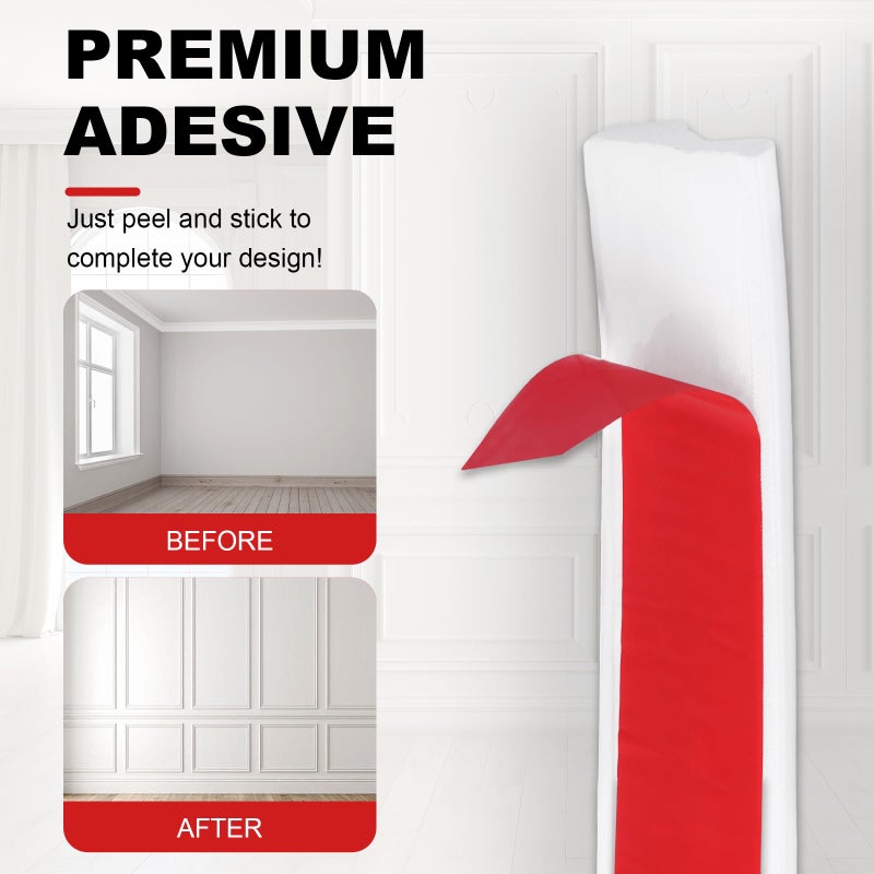 Storystore Peel and Stick Panels Molding Trim, Self-Adhesive Wall Paneling Strip, Flexible Chair Rail Classic Wall Trim for Home Decoration ï»¿ (1.3in*10ft) - Image 4