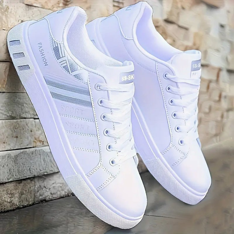 Cross-border Exclusive for plus size Explosions Mens Shoes Casual Shoes Board Shoes Fashionable Breathable White Shoes Mens sneaker Low-top Trendy Shoes White ash H07 - Image 1
