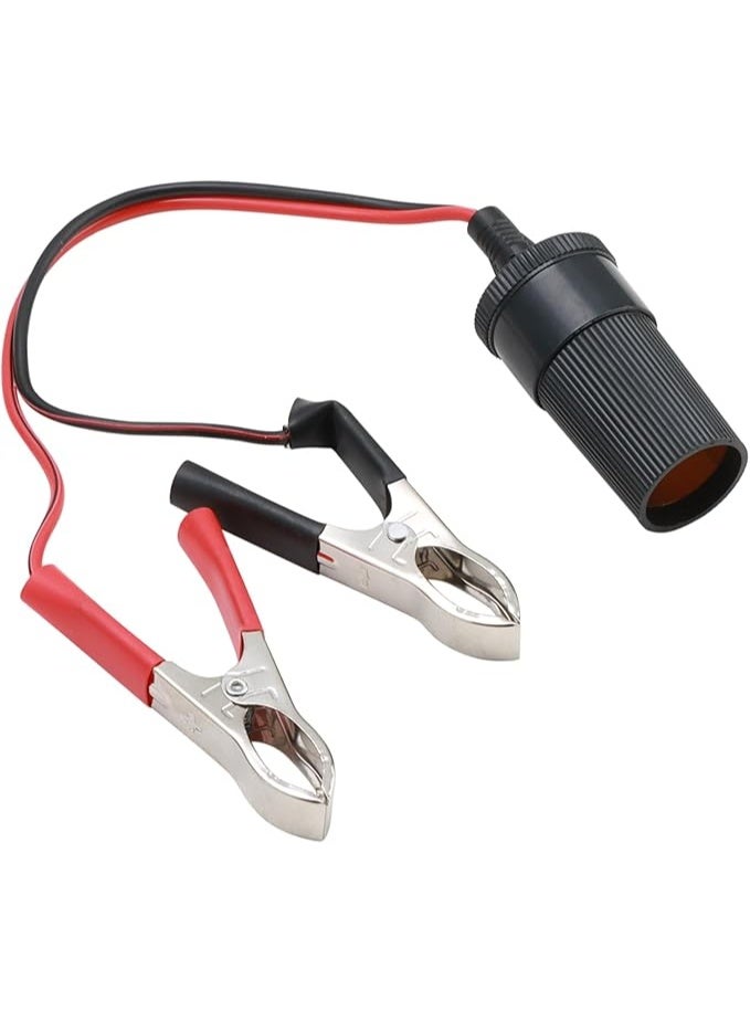 Car Battery Alligator Clips to Cigarette Lighter Socket - 12V/24V Power Converter - Heavy Duty Insulated Battery Clamp Extension for Camping, Cars, and Boats. - Image 1