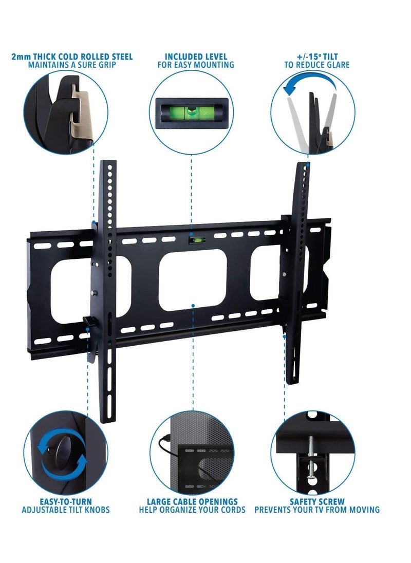 TV Wall Mount Bracket For Samsung Sony LG Panasonic TCL Element 32 40 42 47 50 55 60 65 Inch TVs VESA 200x200 400x400 600x400, 750x450 Compatible Premium Tilt 175 Lbs Capacity