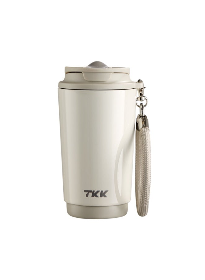 TKK 400ml Stainless Steel Coffee Thermos 316 Keep Temperature for 6 to 12 hours with dual drinking method | White - Image 1