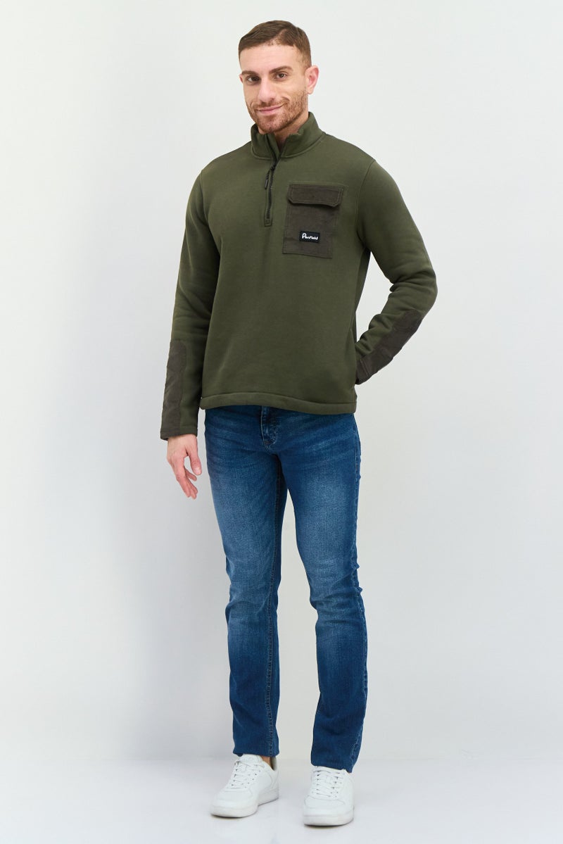 Penfield Men High Neck Brand Logo Long Sleeves Sweatshirt, Olive - Image 4