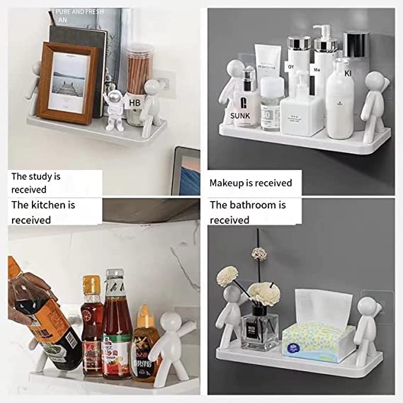 VEEMIZO VEEMIZO Self Adhesive Multipurpose Stand Holder Office Shelf Wall Holder Bathroom Rack with self Adhesive Magic Stickers Accessories Cartoon Wall Mounted Tray Multi Color - Image 5