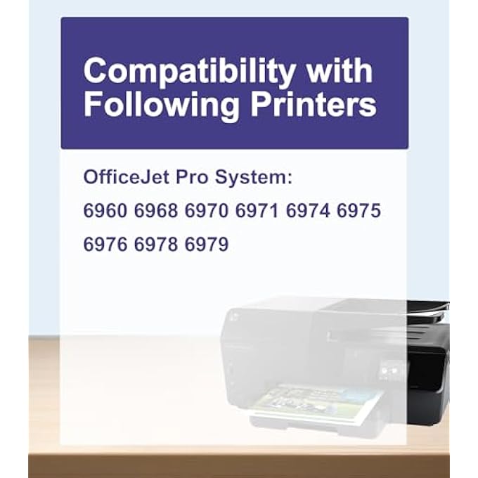 902XL INK CARTRIDGES COMPATIBLE REPLACEMENT FOR HP 902 XL HP902 WORK FOR OFFICEJET PRO 6958 6968 6970 6978 6950 6951 6954 6956 6960 6961 6962 6963 6964 PRINTER (5-PACK, 2BK/1C/1M/1Y) - Image 3