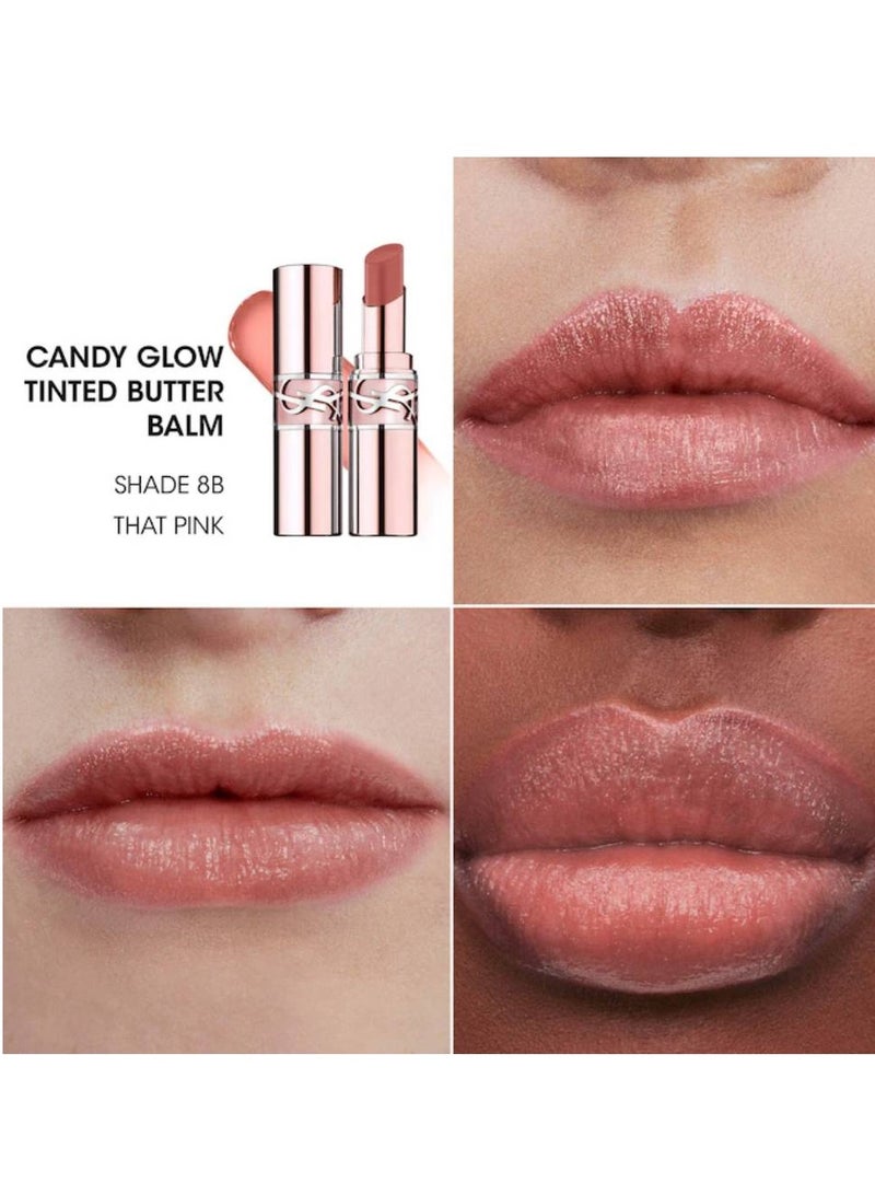 YVES SAINT LAURENT Candy Glow Sheer-Shine Colour & Care Lip Balm 3.1g -8B That Pink - Image 2