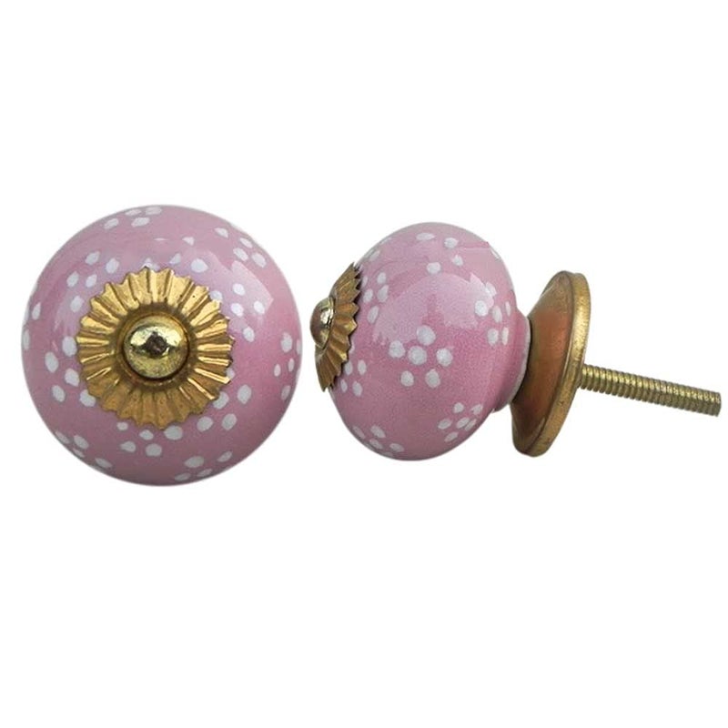 Indian-Shelf IndianShelf 8 Piece Pink Knobs Ceramic Door Knobs for Drawers Flower Window Handles 381 cm Door Pulls 